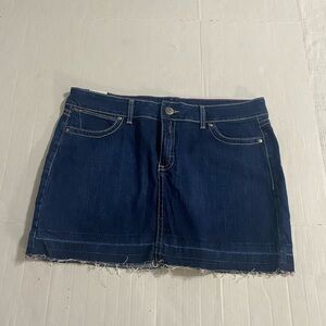 Wrangler Dark Indigo Frayed Hem Mini Skirt